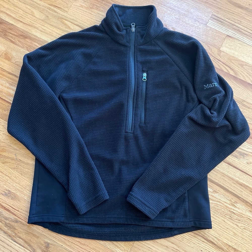 MARMOT Black 1/2 Zip Long Sleeve Fleece Pullover, Size Large